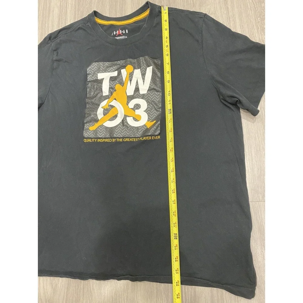 Two 03 Jordan T Shirt Crew Neck Jump man Black Yellow Standard Fit Nike 2XL XXL‎